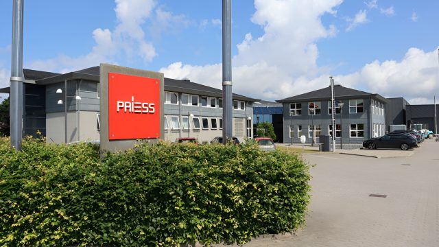 Billede af Priess A/S’ hovedkontor i Vinderup – samarbejdspartner i AI-projekt med WeZimplify.